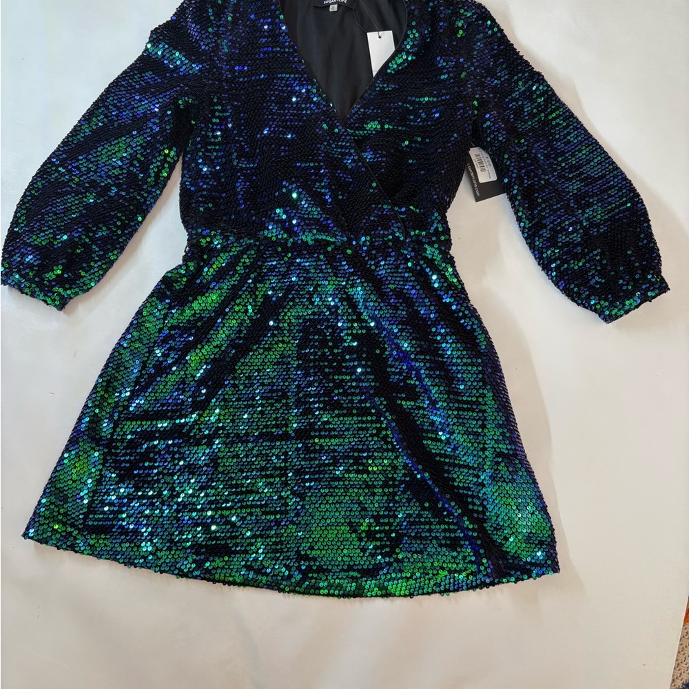 Sugarlips Sequin Dress with Blue and Green Sparkle